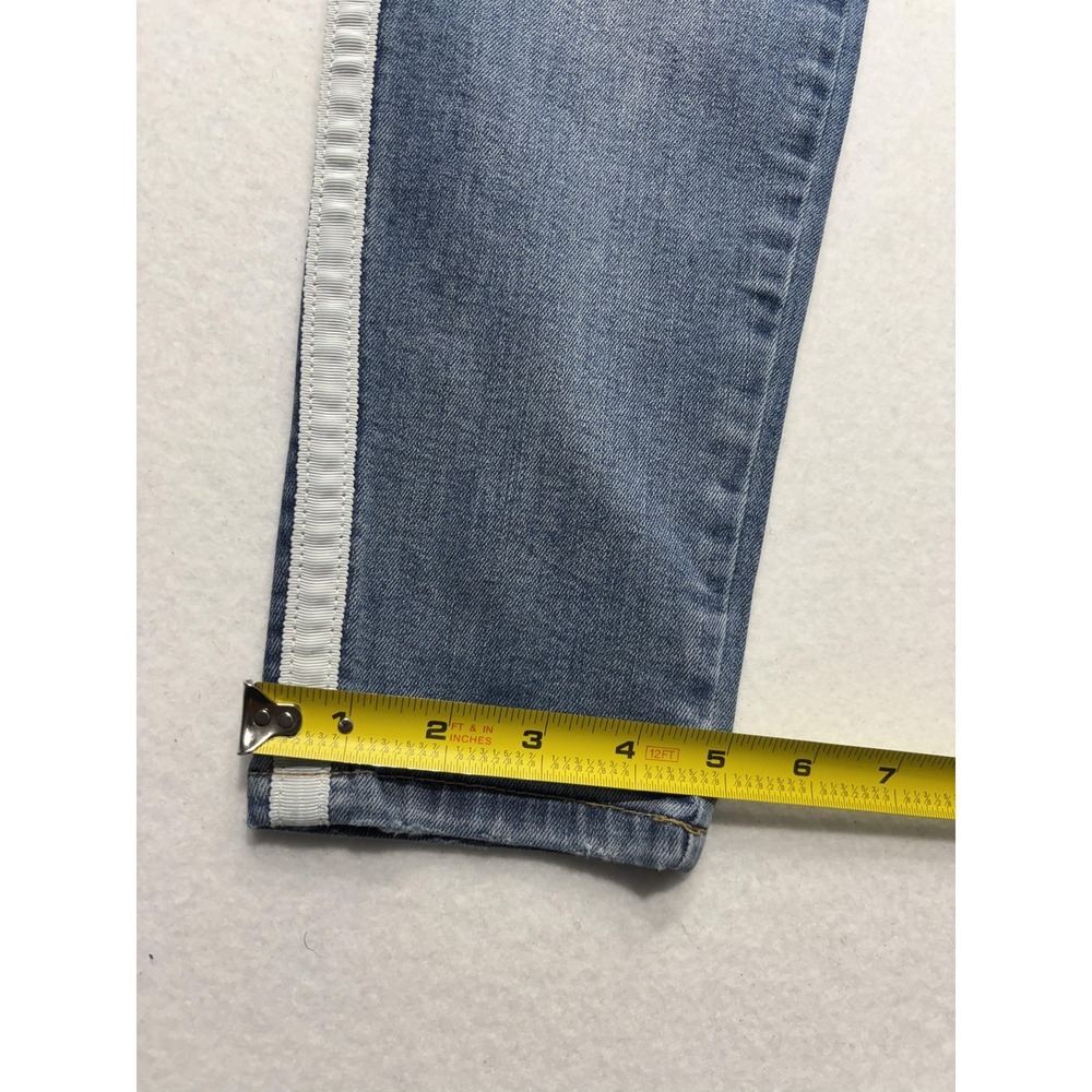 Banana Republic Jeans Womens 28 Blue Wash Mid Rise Skinny Crop Stripe 28x27.5 - Picture 7 of 15